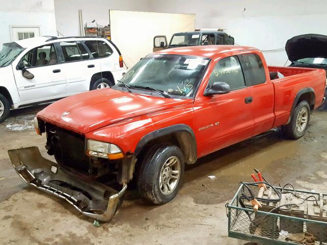 1B7GL22X61S346264 - 2001 DODGE DAKOTA RED photo 2