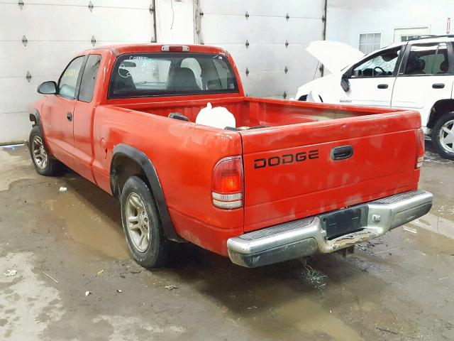 1B7GL22X61S346264 - 2001 DODGE DAKOTA RED photo 3