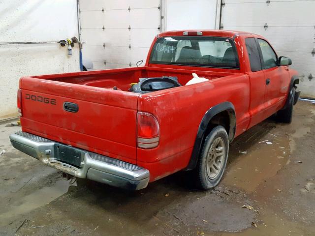 1B7GL22X61S346264 - 2001 DODGE DAKOTA RED photo 4