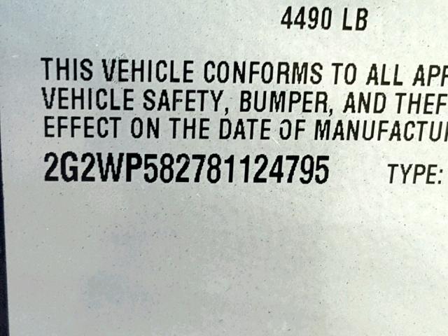 2G2WP582781124795 - 2008 PONTIAC GRAND PRIX BLACK photo 10