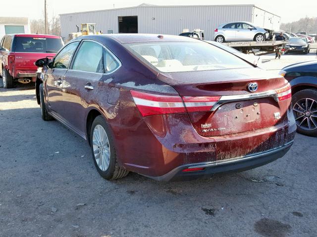 4T1BD1EB1DU015355 - 2013 TOYOTA AVALON HYB MAROON photo 3