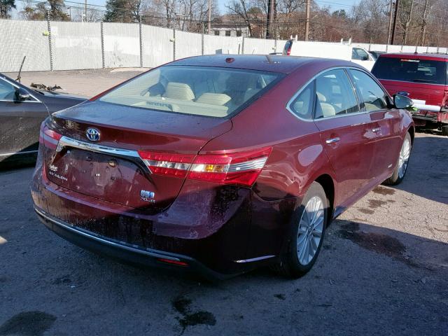 4T1BD1EB1DU015355 - 2013 TOYOTA AVALON HYB MAROON photo 4