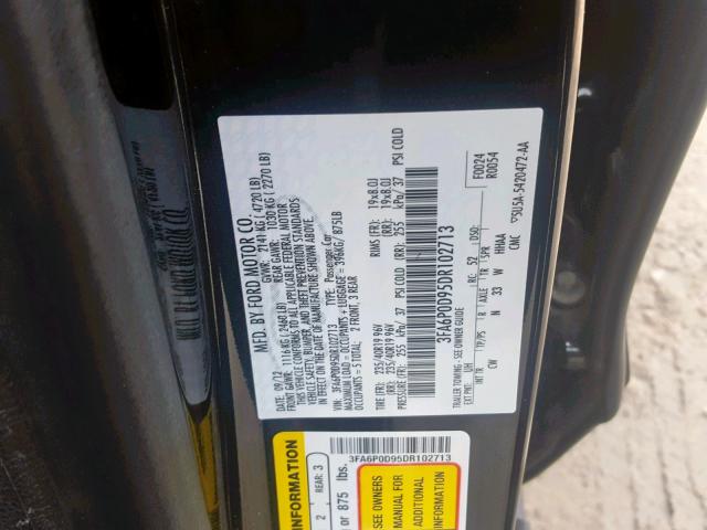 3FA6P0D95DR102713 - 2013 FORD FUSION TIT BLACK photo 10