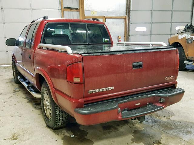 1GTDT13X24K137264 - 2004 GMC SONOMA MAROON photo 3