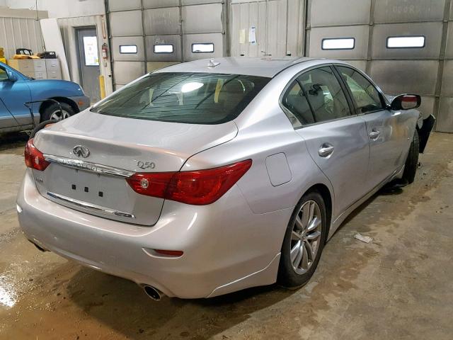 JN1BV7ARXEM701518 - 2014 INFINITI Q50 BASE SILVER photo 4