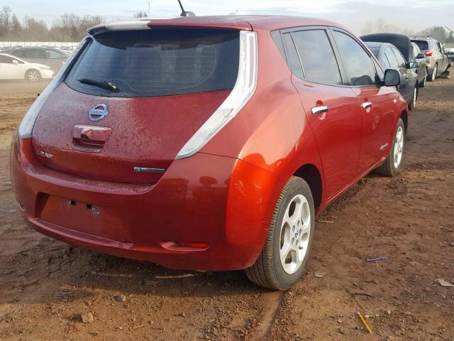 JN1AZ0CP9BT008492 - 2011 NISSAN LEAF SV RED photo 4