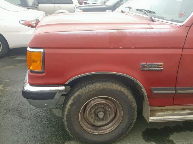 1FTHF25G8KPB15278 - 1989 FORD F250 RED photo 9
