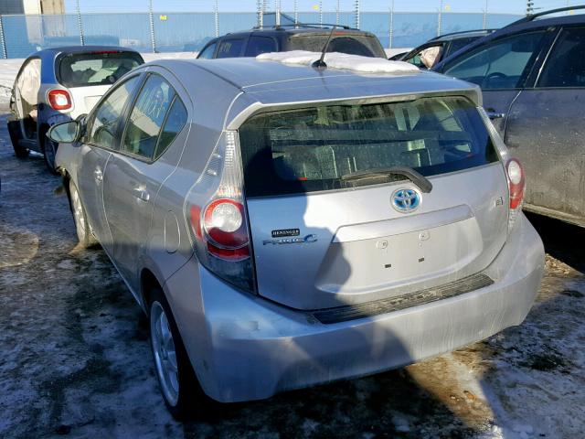 JTDKDTB36C1502189 - 2012 TOYOTA PRIUS C SILVER photo 3