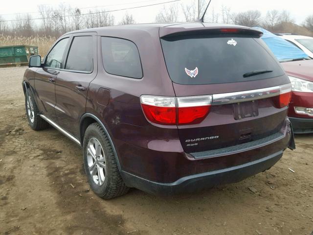 1C4RDJAGXCC147247 - 2012 DODGE DURANGO SX BURGUNDY photo 3