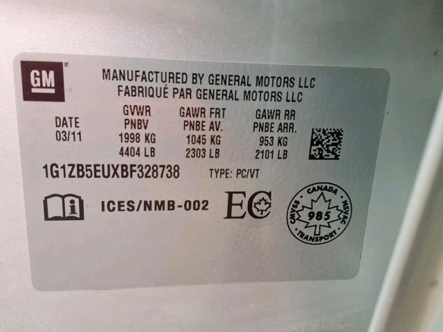 1G1ZB5EUXBF328738 - 2011 CHEVROLET MALIBU LS Silber Foto 10