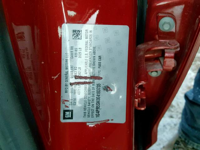 1G4PR5SK0E4183735 - 2014 BUICK VERANO CON RED photo 10