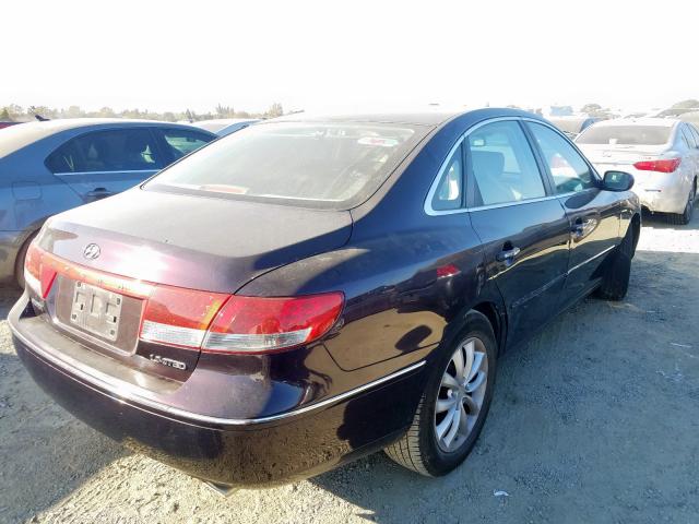 KMHFC46F57A170715 - 2007 HYUNDAI AZERA SE MAROON photo 4