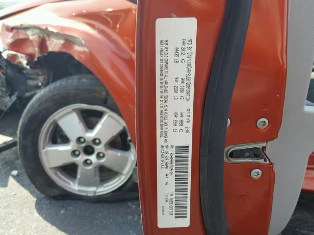 1B3HB28B87D282424 - 2007 DODGE CALIBER ORANGE photo 10