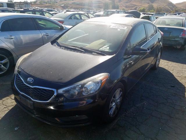 KNAFX4A85E5109255 - 2014 KIA FORTE EX BLACK photo 2