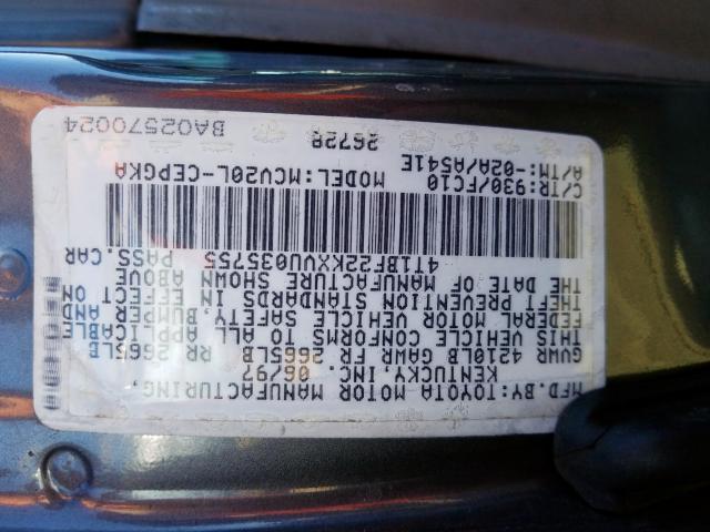 4T1BF22KXVU035755 - 1997 TOYOTA CAMRY CE GRAY photo 10