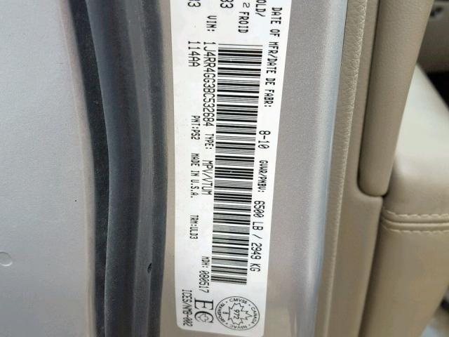 1J4RR4GG3BC532684 - 2011 JEEP GRAND CHER SILVER photo 10