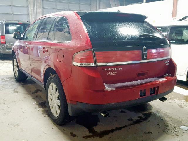 2LMDU88C27BJ39638 - 2007 LINCOLN MKX RED photo 3