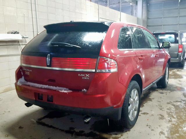 2LMDU88C27BJ39638 - 2007 LINCOLN MKX RED photo 4