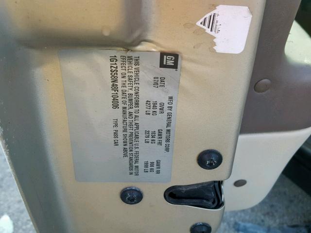 1G1ZS58N48F104006 - 2008 CHEVROLET MALIBU LS 金色 照片 10