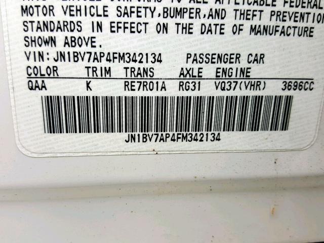 JN1BV7AP4FM342134 - 2015 INFINITI Q50 BASE WHITE photo 10