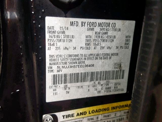 5LMJJ3H57EEL06408 - 2014 LINCOLN NAVIGATOR 黑色 照片 10