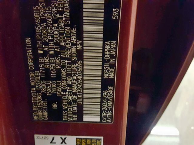 JTLKT324264076696 - 2006 TOYOTA SCION XB Марун фото 10