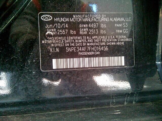 5NPE34AF7FH016456 - 2015 HYUNDAI SONATA SPO BLACK photo 10