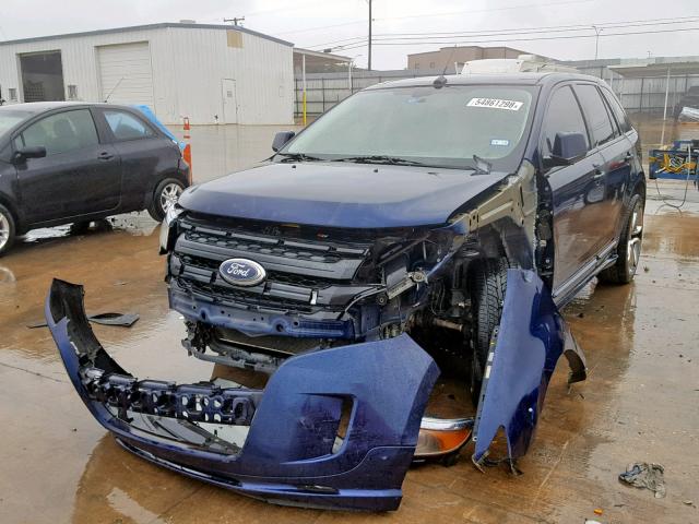 2FMDK3AK2BBA70111 - 2011 FORD EDGE SPORT BLUE photo 2