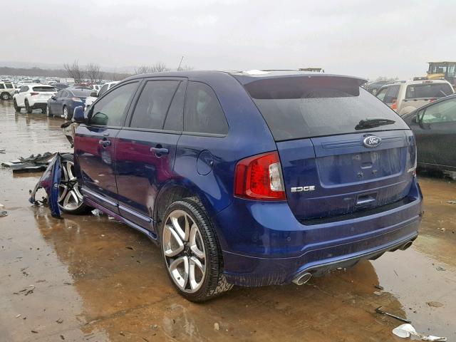 2FMDK3AK2BBA70111 - 2011 FORD EDGE SPORT BLUE photo 3