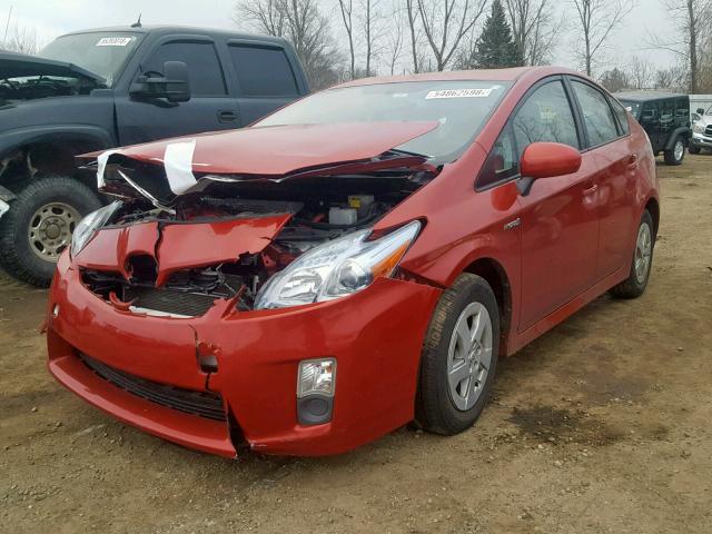 JTDKN3DU4A0005468 - 2010 TOYOTA PRIUS RED photo 2