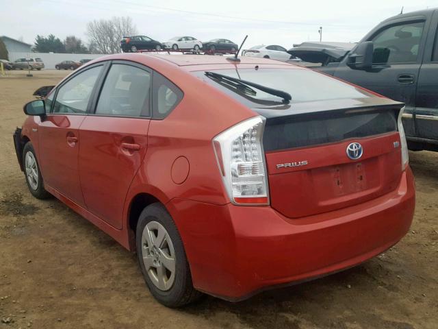 JTDKN3DU4A0005468 - 2010 TOYOTA PRIUS RED photo 3