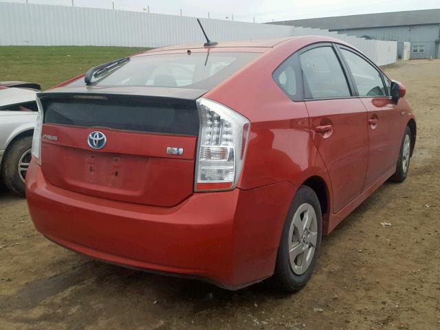 JTDKN3DU4A0005468 - 2010 TOYOTA PRIUS RED photo 4