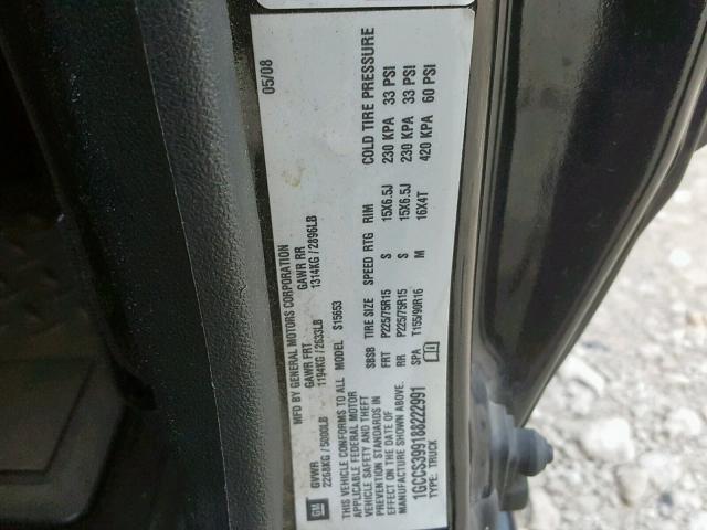 1GCCS399188222991 - 2008 CHEVROLET COLORADO L BLACK photo 10