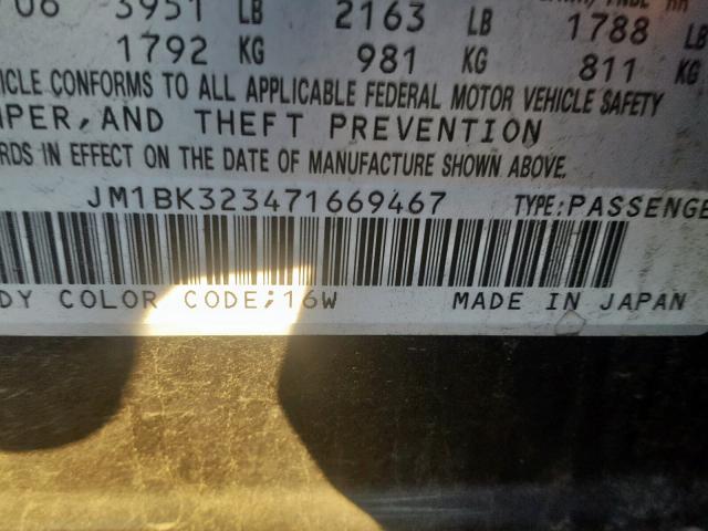 JM1BK323471669467 - 2007 MAZDA 3 S BLACK photo 10