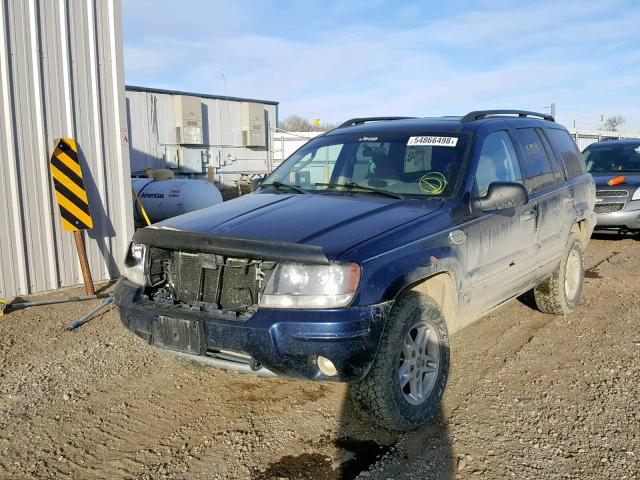 1J4GW48N44C206196 - 2004 JEEP GRAND CHER BLUE photo 2