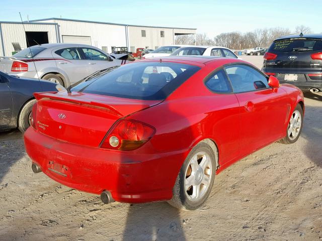 KMHHM65D54U138312 - 2004 HYUNDAI TIBURON RED photo 4