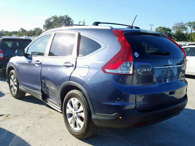 5J6RM3H70CL033530 - 2012 HONDA CR-V EXL BLUE photo 3