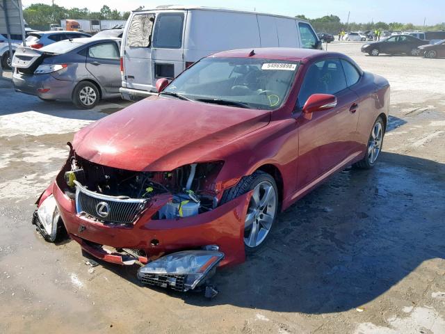 JTHFF2C22A2512073 - 2010 LEXUS IS 250 RED photo 2