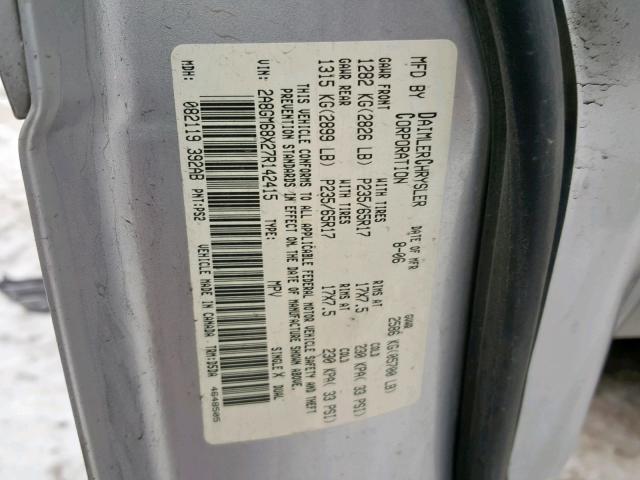 2A8GM68X27R142415 - 2007 CHRYSLER PACIFICA T SILVER photo 10