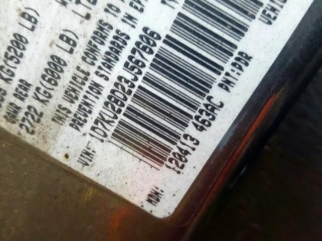 1D7KU28D23J567606 - 2003 DODGE RAM 2500 S Boz foto 10