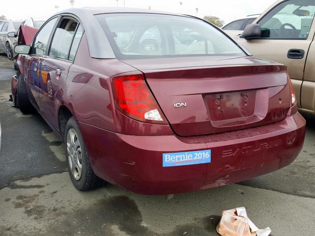 1G8AJ52F53Z130625 - 2003 SATURN ION LEVEL BURGUNDY photo 3