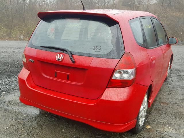 JHMGD37648S009202 - 2008 HONDA FIT SPORT RED photo 4