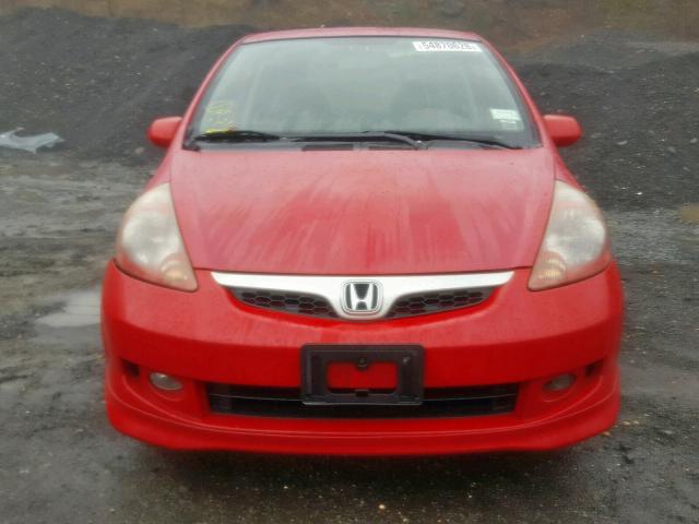 JHMGD37648S009202 - 2008 HONDA FIT SPORT RED photo 9