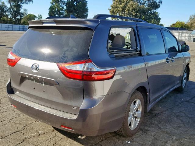 5TDKZ3DC2JS943168 - 2018 TOYOTA SIENNA LE GRAY photo 4