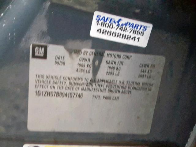 1G1ZH57B894157746 - 2009 CHEVROLET MALIBU 1LT 灰色 照片 10