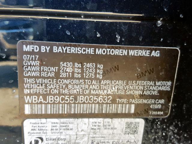 WBAJB9C55JB035632 - 2018 BMW M550XI BLUE photo 10