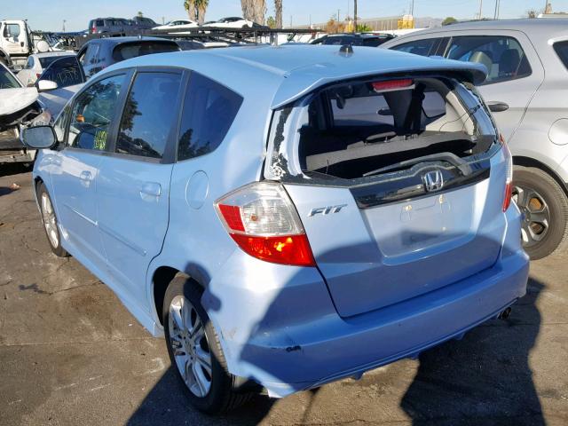 JHMGE884X9S020004 - 2009 HONDA FIT SPORT BLUE photo 3