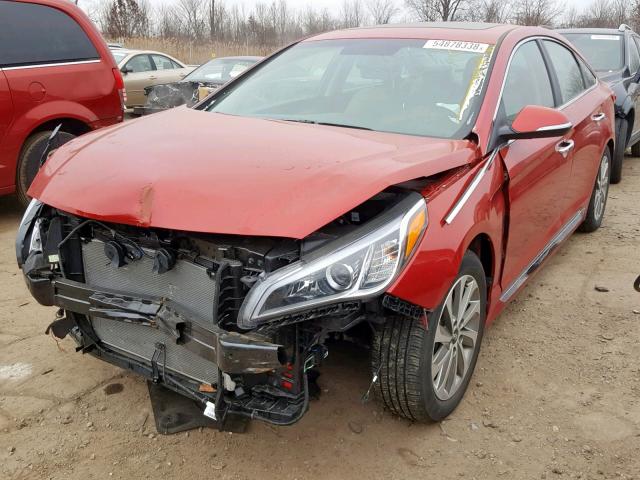 5NPE34AF5HH577029 - 2017 HYUNDAI SONATA SPO RED photo 2