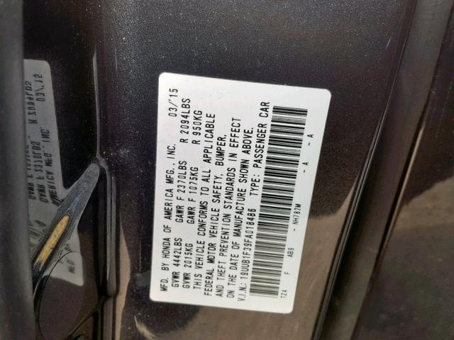 19UUB1F39FA018486 - 2015 ACURA TLX BLUE photo 10