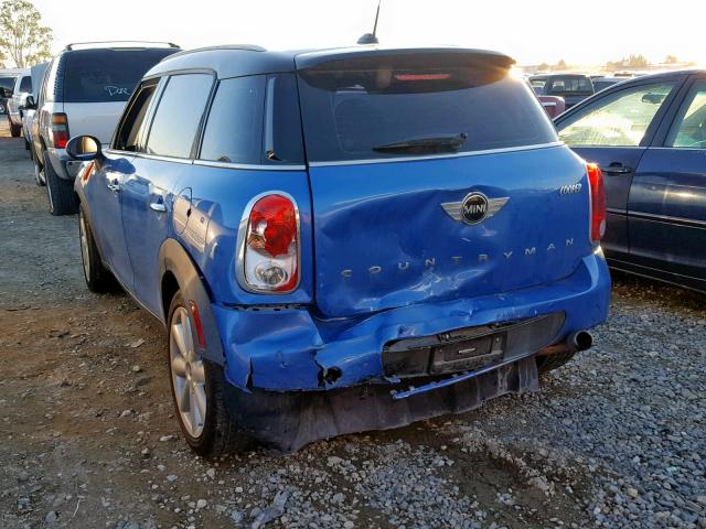 WMWZB3C58EWR39246 - 2014 MINI COOPER COU BLUE photo 3